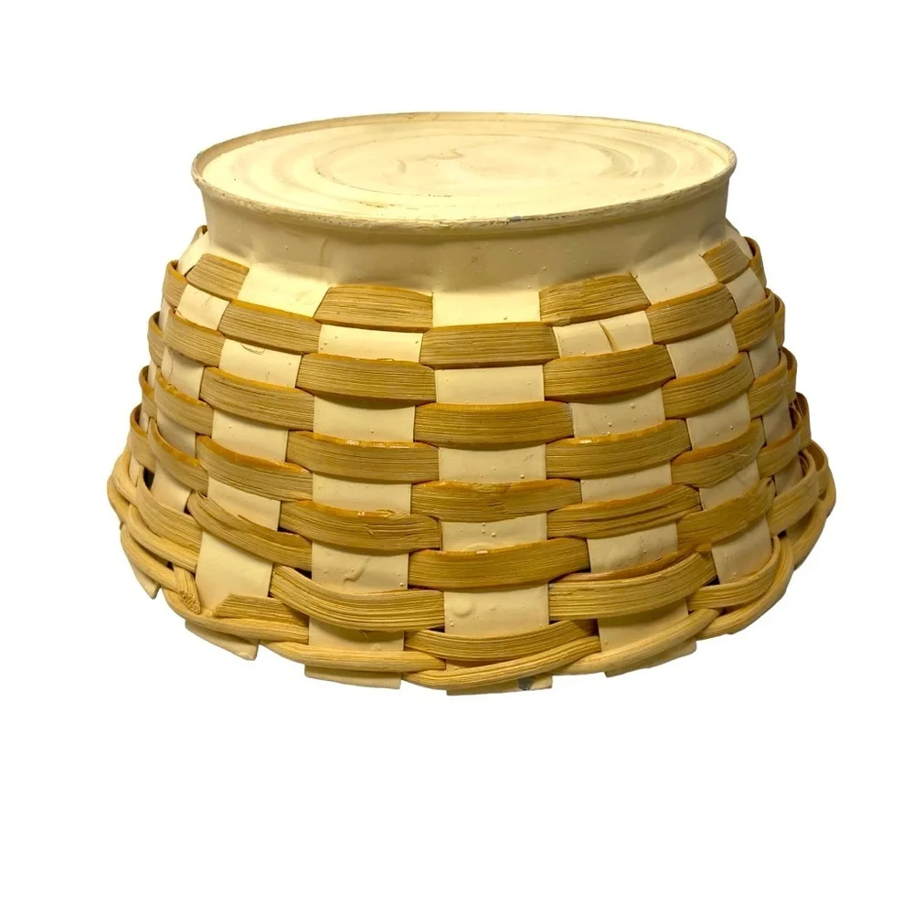 Light Blonde | Small Wicker | Rattan Round Basket with Galvanized Bottom 9”